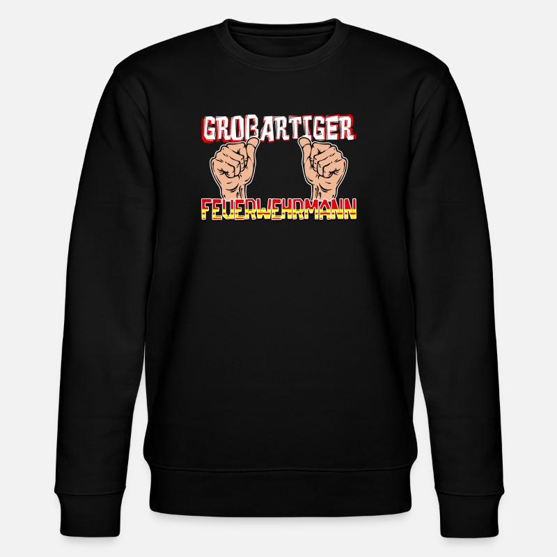 Feuerwehrmann Lebensretter Feuerwehr Statement - Stanley/Stella Unisex Bio-Sweatshirt CHANGER  - Schwarz