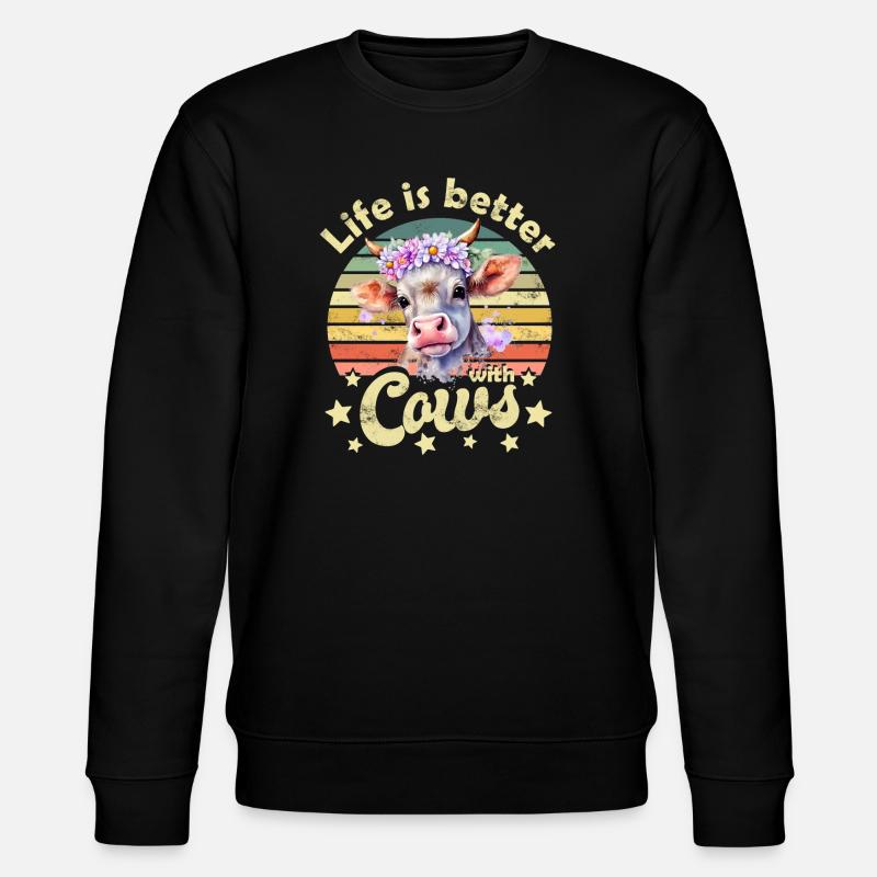 Kuh Kühe - Stanley/Stella Unisex Bio-Sweatshirt CHANGER  - Schwarz