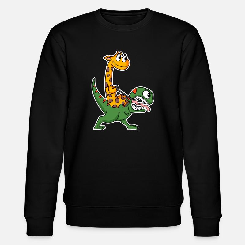 Giraffe und Dinosaurier - Stanley/Stella Unisex Bio-Sweatshirt CHANGER  - Schwarz