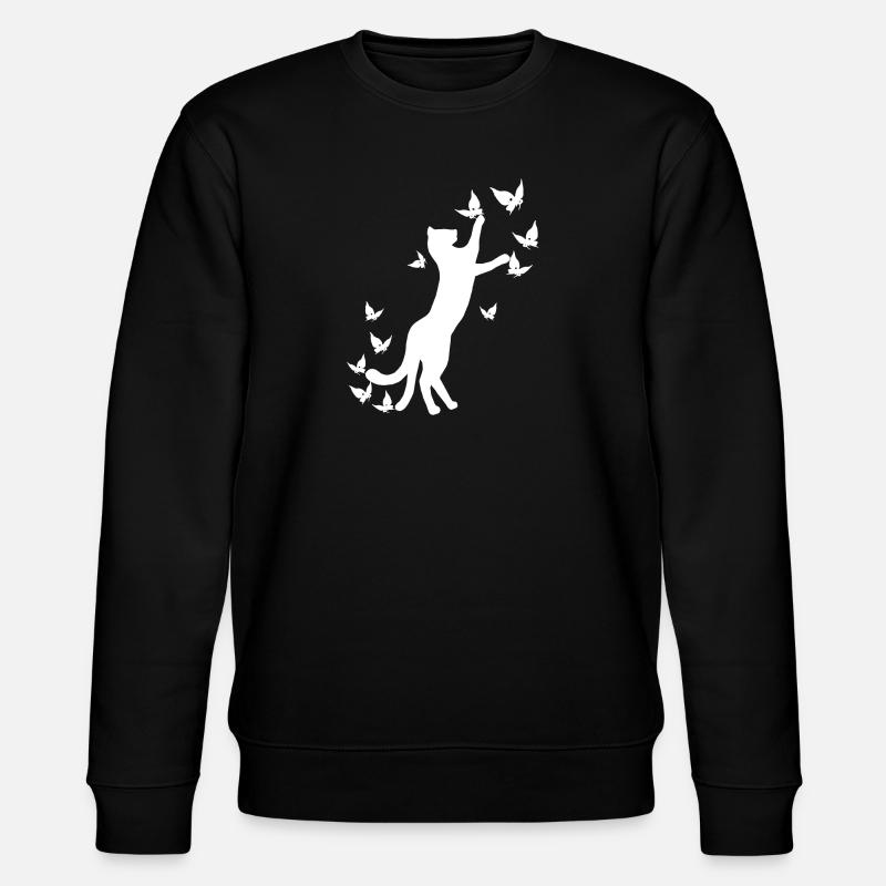 nekomata hell, Kätzchen, schmetterlinge - Stanley/Stella Unisex Bio-Sweatshirt CHANGER  - Schwarz