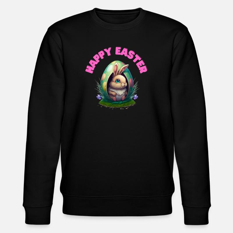 Happy Easter Frohe Ostern Hase - Stanley/Stella Unisex Bio-Sweatshirt CHANGER  - Schwarz