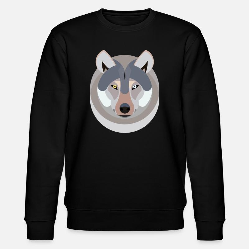 Wolf als Grafik - Stanley/Stella Unisex Bio-Sweatshirt CHANGER  - Schwarz