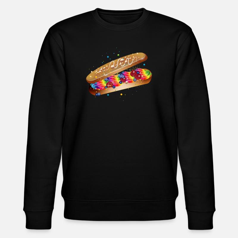 Illustration eines gefüllten kunterbunten Eclairs - Stanley/Stella Unisex Bio-Sweatshirt CHANGER  - Schwarz