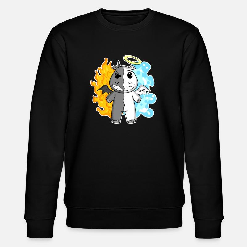 Hippo - Angel and Devil - Stanley/Stella CHANGER Unisex Organic Sweatshirt - black