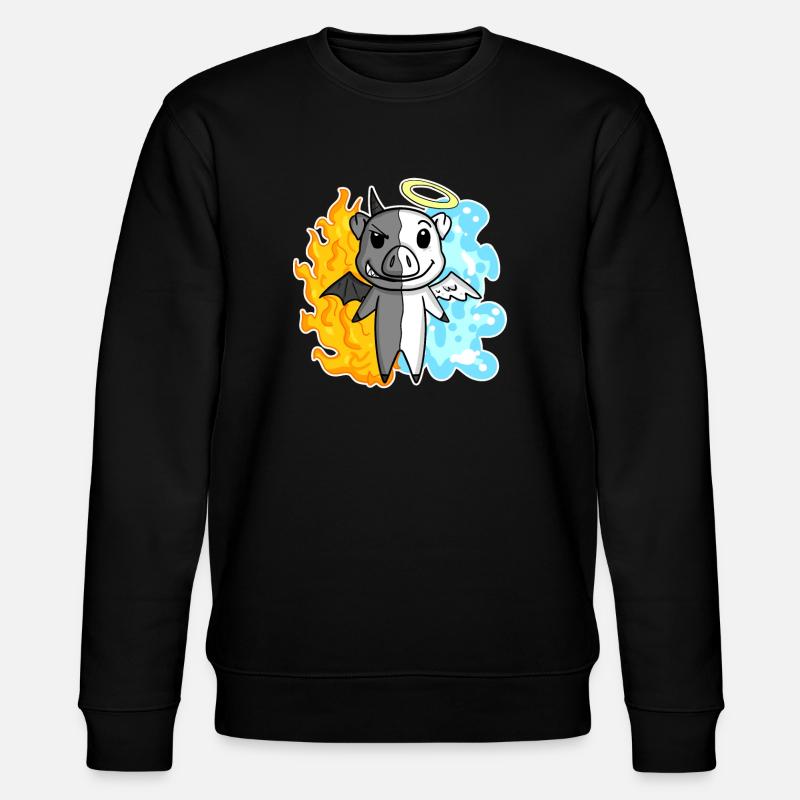 Pig - Angel and Devil - Stanley/Stella CHANGER Unisex Organic Sweatshirt - black