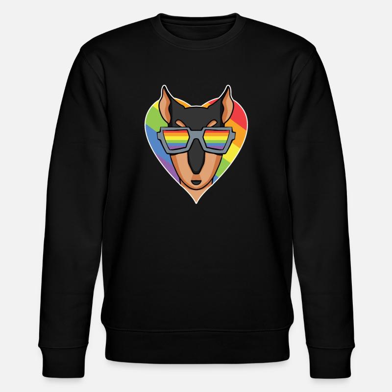 Regenbogen - Hund mit Brille - Dobermann - Stanley/Stella Unisex Bio-Sweatshirt CHANGER  - Schwarz