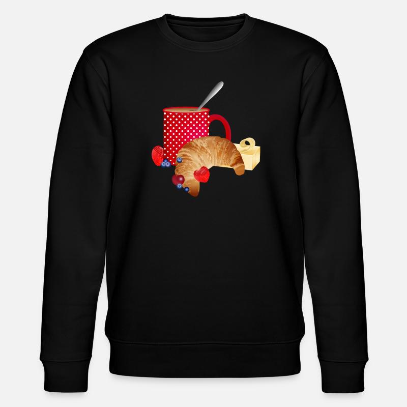 Frühstücks Stillleben mit Croissant,Kaffee, Beeren - Stanley/Stella Unisex Bio-Sweatshirt CHANGER  - Schwarz
