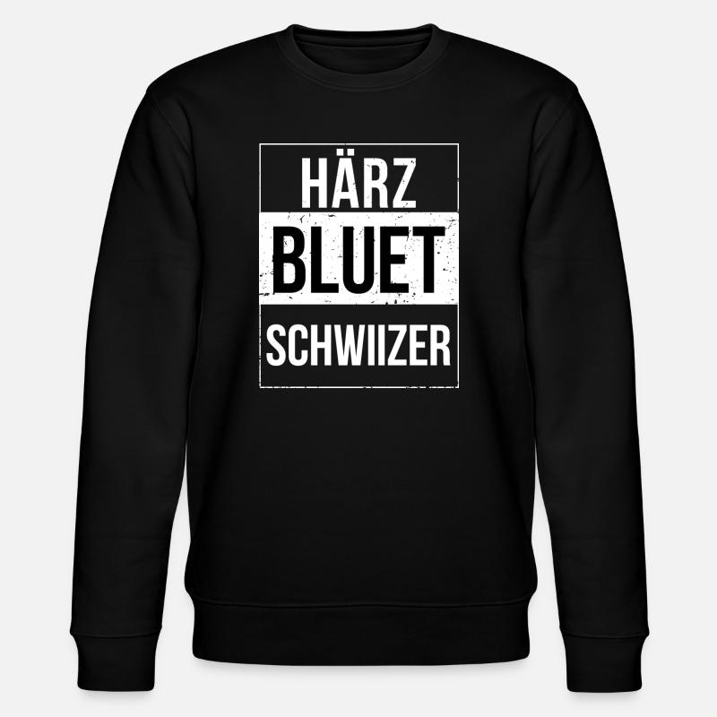 Härzbluetschwiizer Schwiizer Schweizer - Stanley/Stella Unisex Bio-Sweatshirt CHANGER  - Schwarz