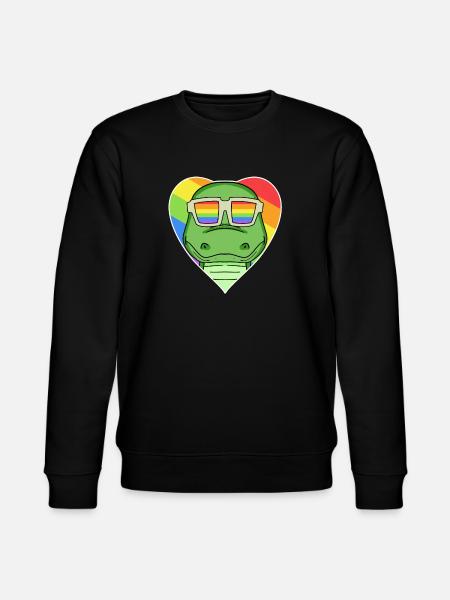 Rainbow - Crocodile with glasses - Stanley/Stella CHANGER Unisex Organic Sweatshirt - black