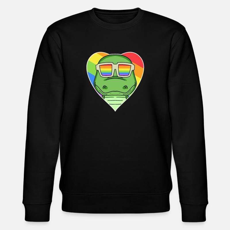 Regenbogen - Krokodil mit Brille - Stanley/Stella Unisex Bio-Sweatshirt CHANGER  - Schwarz