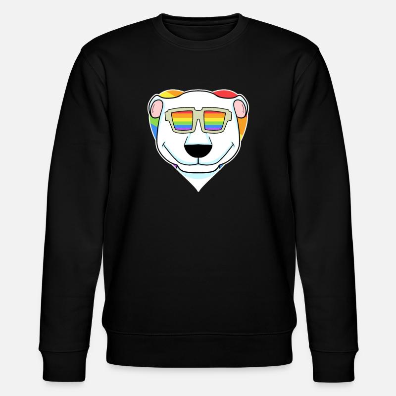 Regenbogen - Eisbär mit Brille - Stanley/Stella Unisex Bio-Sweatshirt CHANGER  - Schwarz