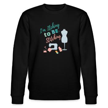 I'm itching to be stitching - Crafting Sewing - Stanley/Stella Unisex Bio-Sweatshirt CHANGER  - Schwarz - Vorne - Nik (191cm) & Marisol (170cm)
