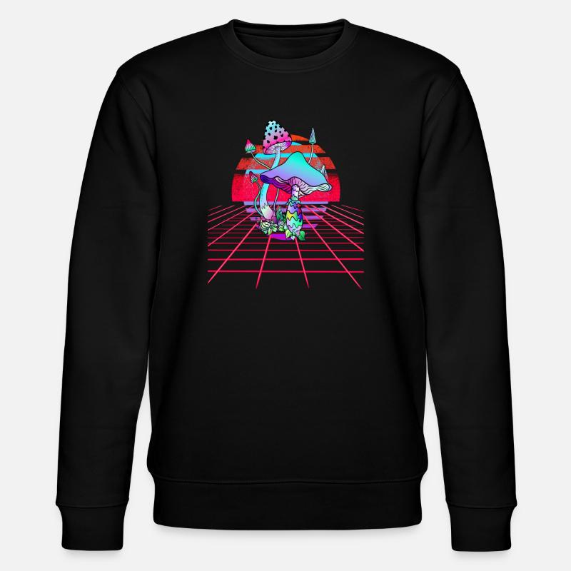 Psychedelische Pilze - Retro Wave Sunset - Stanley/Stella Unisex Bio-Sweatshirt CHANGER  - Schwarz