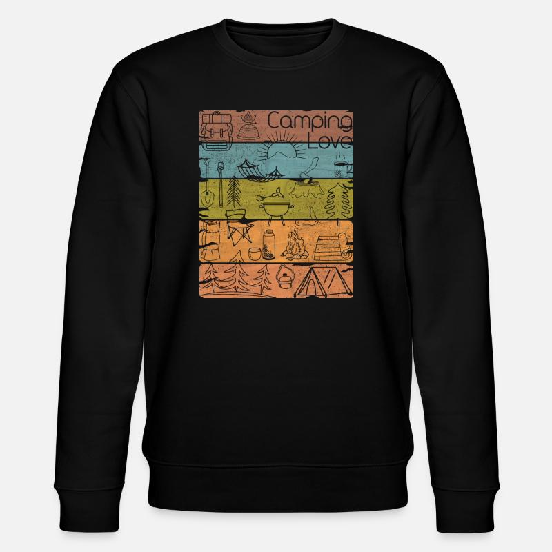 Camping Love lineart rétro lumière - Sweat bio CHANGER Stanley/Stella Unisexe - noir