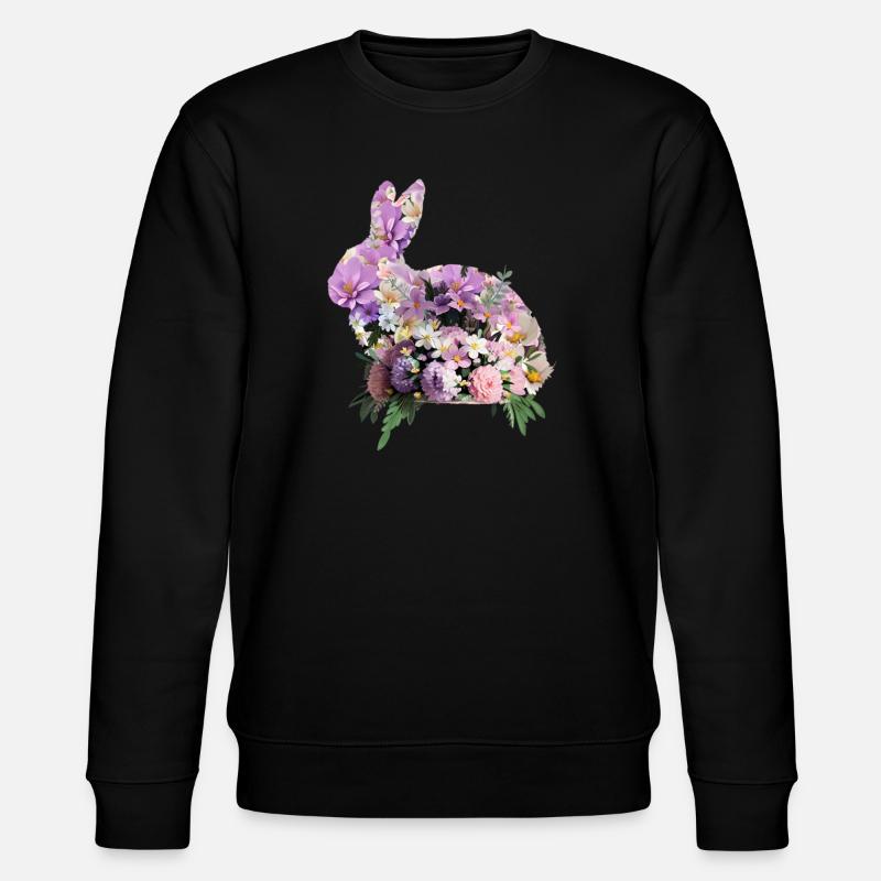 Blumen Osterhase - Stanley/Stella Unisex Bio-Sweatshirt CHANGER  - Schwarz