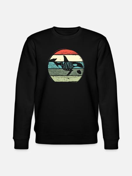 Retro Whale Sunset Circle - Stanley/Stella CHANGER Unisex Organic Sweatshirt - black