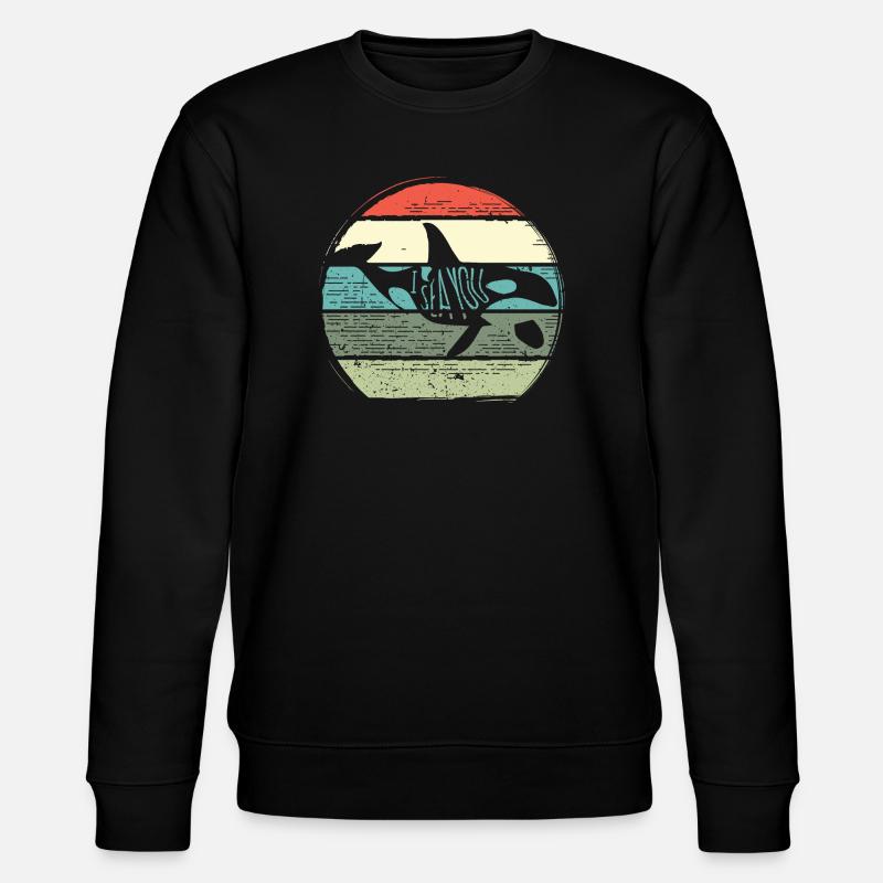 Retro Whale Sunset Circle - Stanley/Stella Unisex Bio-Sweatshirt CHANGER  - Schwarz