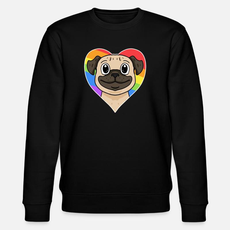 Rainbow - Dog with heart - Stanley/Stella CHANGER Unisex Organic Sweatshirt - black