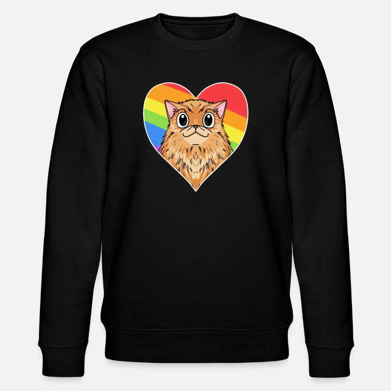 Rainbow - Cat with heart - Stanley/Stella CHANGER Unisex Organic Sweatshirt - black