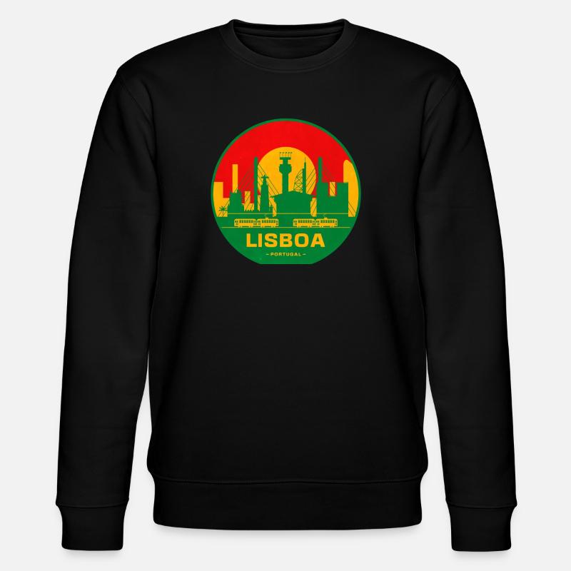 Lisboa Retro Skyline Silhouette - Stanley/Stella CHANGER Unisex Organic Sweatshirt - black