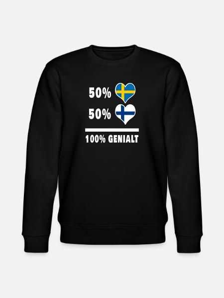 Finland och Sverige 100 % Genialt flagga - Ekologisk sweatshirt CHANGER unisex från Stanley/Stella - svart