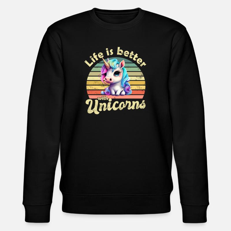 Einhorn Einhörner - Stanley/Stella Unisex Bio-Sweatshirt CHANGER - Schwarz