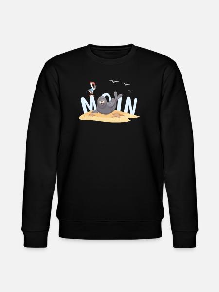 Moin Robbe Möwe Strand - Stanley/Stella Unisex Bio-Sweatshirt CHANGER  - Schwarz