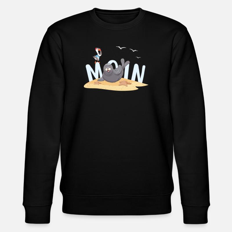 Moin Seal Seagull Beach - Stanley/Stella CHANGER Unisex Organic Sweatshirt - black