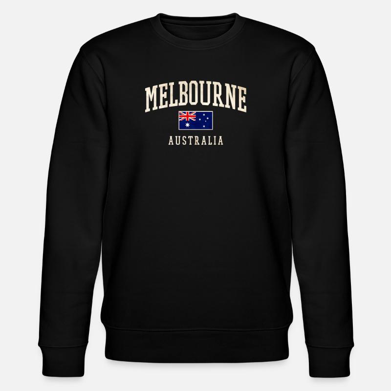 Melbourne Australia Design with Flag - Stanley/Stella CHANGER Unisex Organic Sweatshirt - black