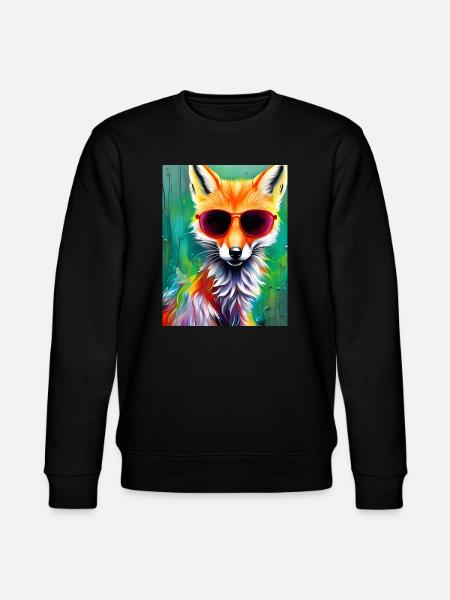 Neon fox with red sunglasses - Stanley/Stella CHANGER Unisex Organic Sweatshirt - black