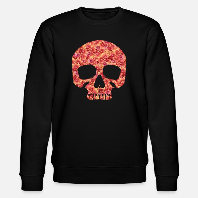 Crâne avec des fleurs - Sweat bio CHANGER Stanley/Stella Unisexe - noir