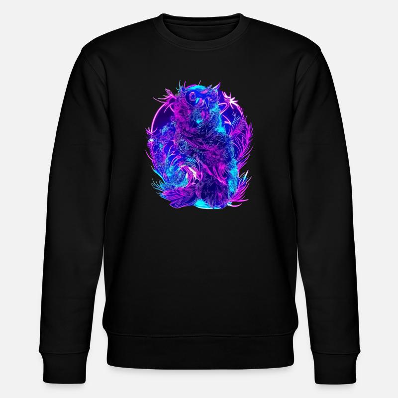 Abstrakte Eulen Neon Synthwave Kunst - Stanley/Stella Unisex Bio-Sweatshirt CHANGER  - Schwarz