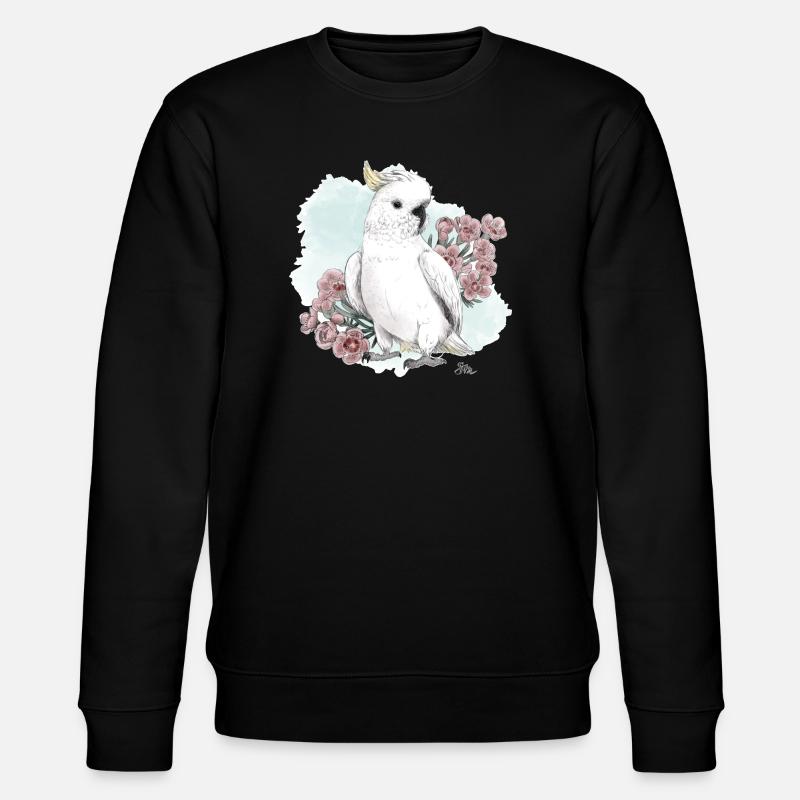 Kakadu mit Blumen - Stanley/Stella Unisex Bio-Sweatshirt CHANGER - Schwarz