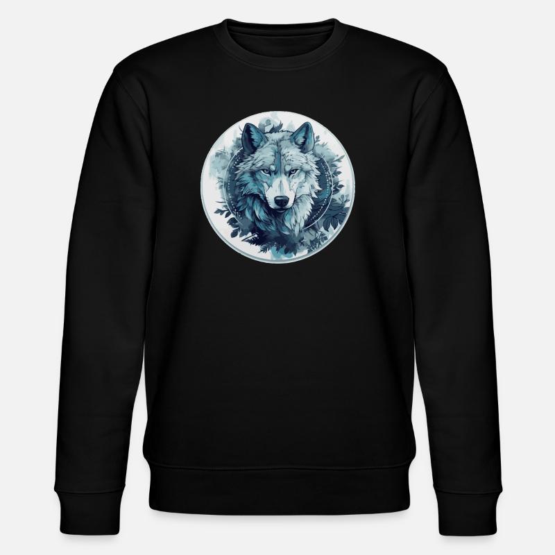 Mystischer Wolf im Mondlicht - Stanley/Stella Unisex Bio-Sweatshirt CHANGER  - Schwarz