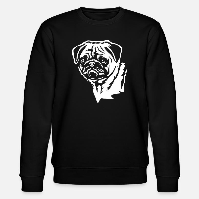 Mops Kopf "Black Edition" - Stanley/Stella Unisex Bio-Sweatshirt CHANGER  - Schwarz