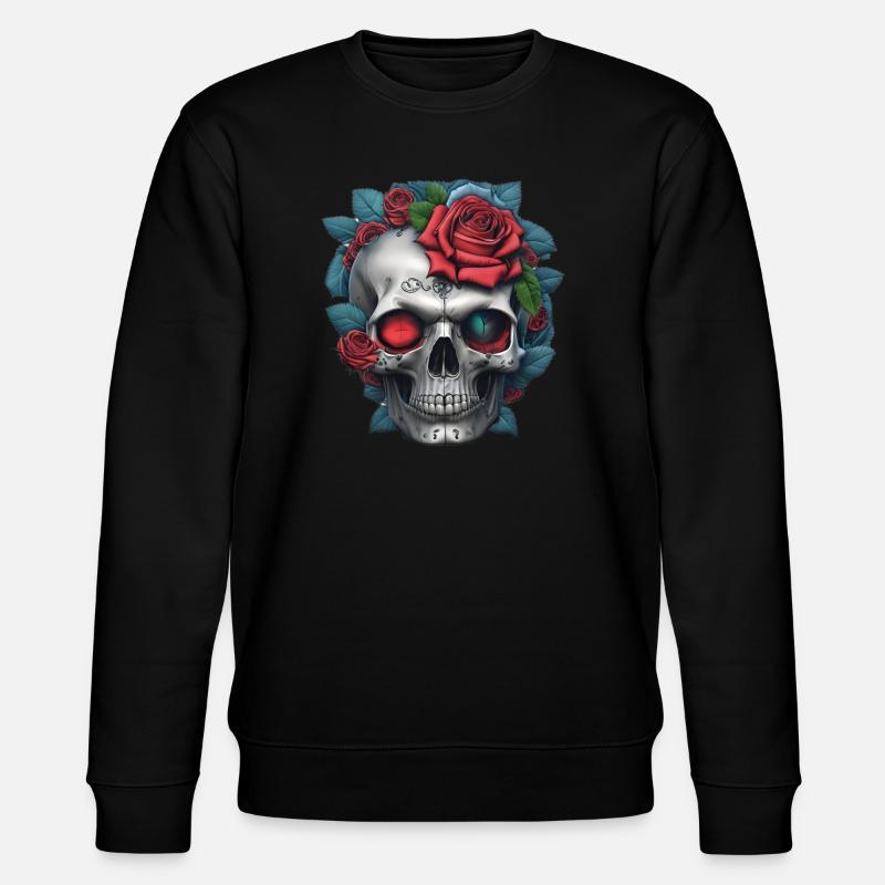 Crâne avec des roses - Sweat bio CHANGER Stanley/Stella Unisexe - noir