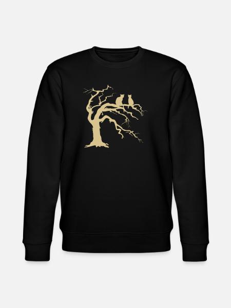 Dead tree with 2 cats silhouette - Stanley/Stella CHANGER Unisex Organic Sweatshirt - black