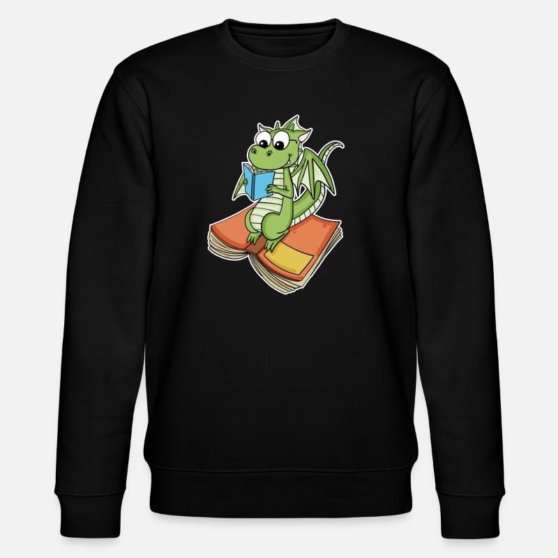 Bücher Drache Drachen - Stanley/Stella Unisex Bio-Sweatshirt CHANGER  - Schwarz