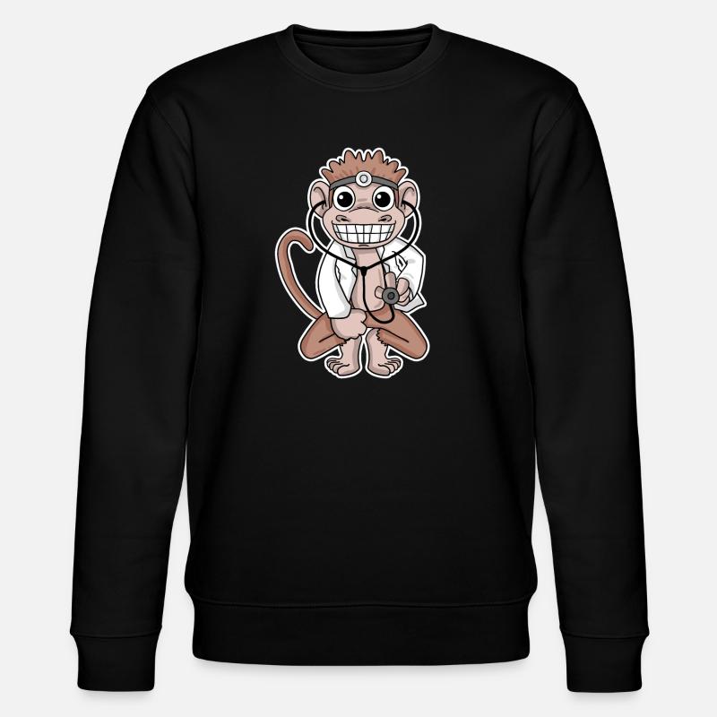 Affe Arzt Doktor Motiv - Stanley/Stella Unisex Bio-Sweatshirt CHANGER  - Schwarz
