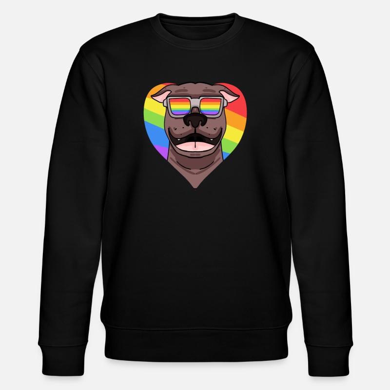 Rainbow - Chien pitbull avec lunettes - Sweat bio CHANGER Stanley/Stella Unisexe - noir