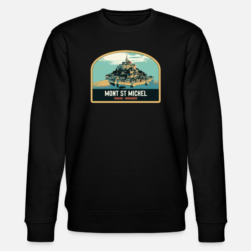 Panorama-Illustration des Mont Saint Michel - Stanley/Stella Unisex Bio-Sweatshirt CHANGER  - Schwarz
