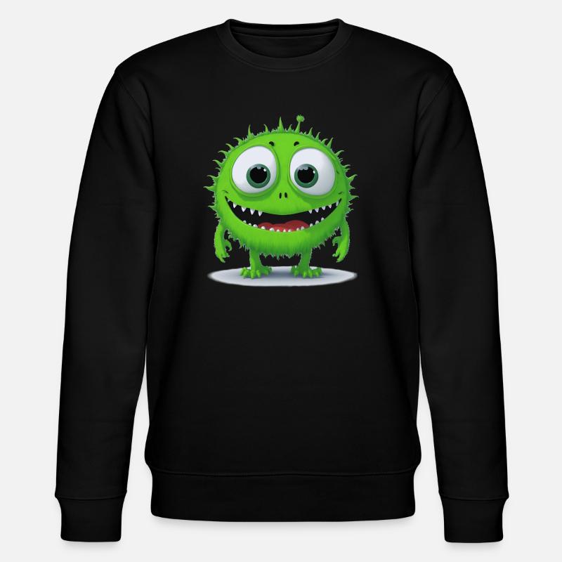 kleines grünes Monster - Stanley/Stella Unisex Bio-Sweatshirt CHANGER  - Schwarz