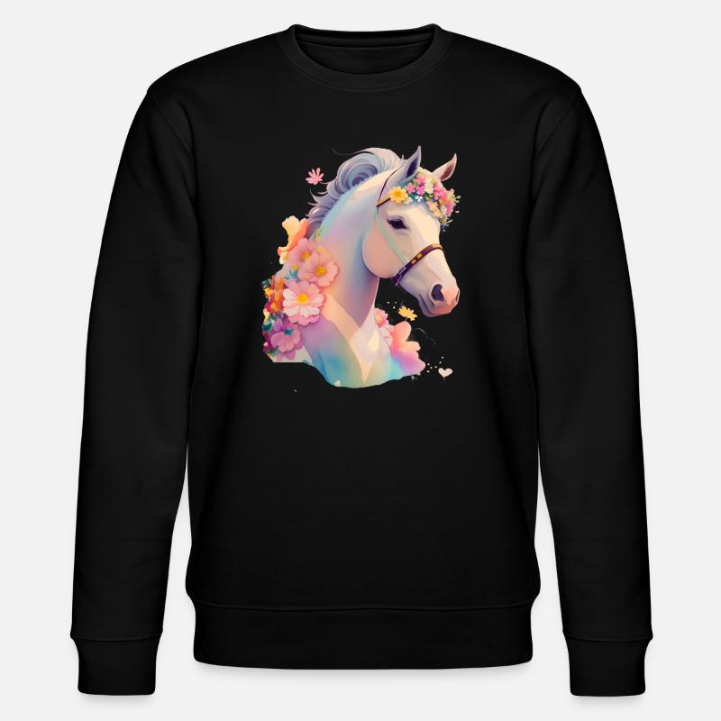 Cheval fleur - Sweat bio CHANGER Stanley/Stella Unisexe - noir