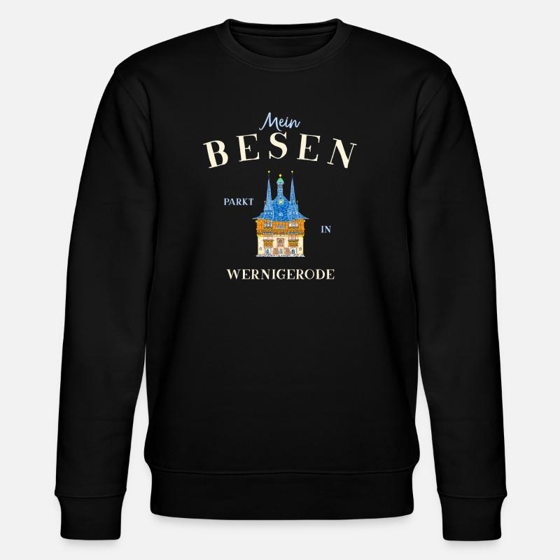 Mein Besen parkt in Wernigerode - Stanley/Stella Unisex Bio-Sweatshirt CHANGER  - Schwarz