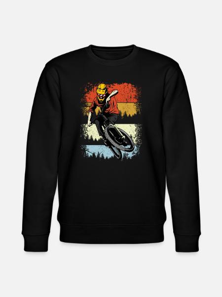 Retro BMX Rider on Sunset Stripes - Stanley/Stella CHANGER Unisex Organic Sweatshirt - black