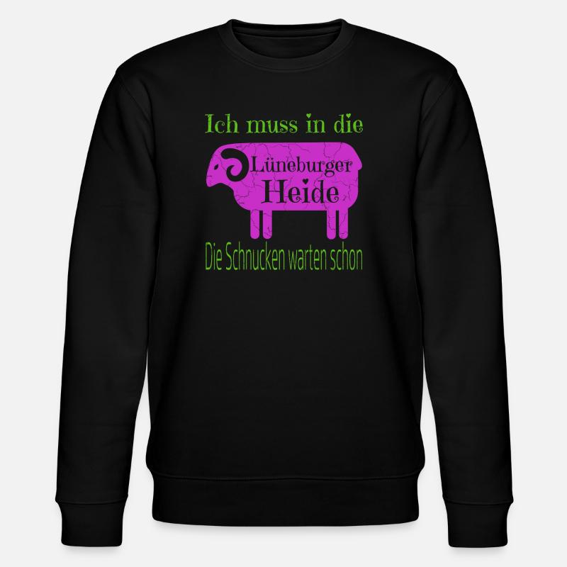 Lüneburger Heide Motiv mit Heidschnucke - Stanley/Stella Unisex Bio-Sweatshirt CHANGER - Schwarz