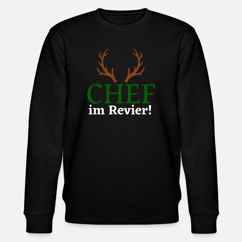 Chef im Revier - Jäger Design - Stanley/Stella Unisex Bio-Sweatshirt CHANGER  - Schwarz
