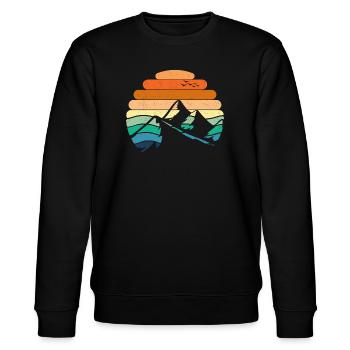 Berglandschaft Sonnenuntergang - Stanley/Stella Unisex Bio-Sweatshirt CHANGER  - Schwarz - Vorne - Nik (191cm) & Marisol (170cm)