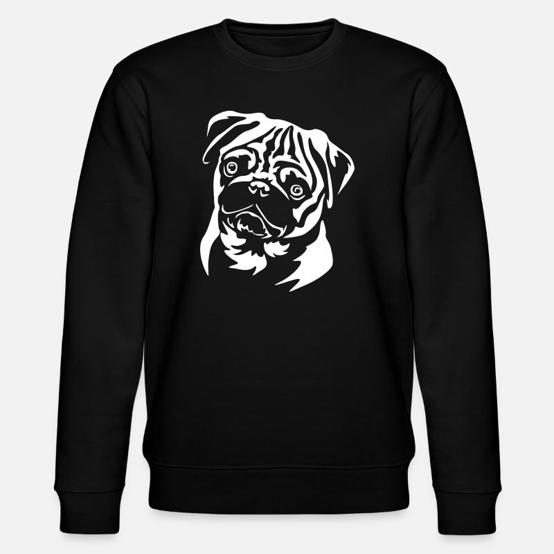 Mops Kopf "Black Edition" - Stanley/Stella Unisex Bio-Sweatshirt CHANGER  - Schwarz