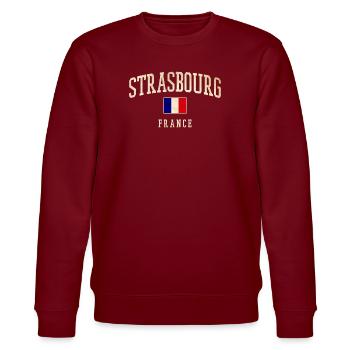 Strasbourg - Drapeau de la France - Sweat bio CHANGER Stanley/Stella Unisexe - bordeaux - Devant - Nik (191cm) & Marisol (170cm)